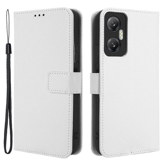 For Infinix Hot 20 5G / X666 / X666BDiamond Texture PU Leather Phone Case with Foldable Stand Wallet - White