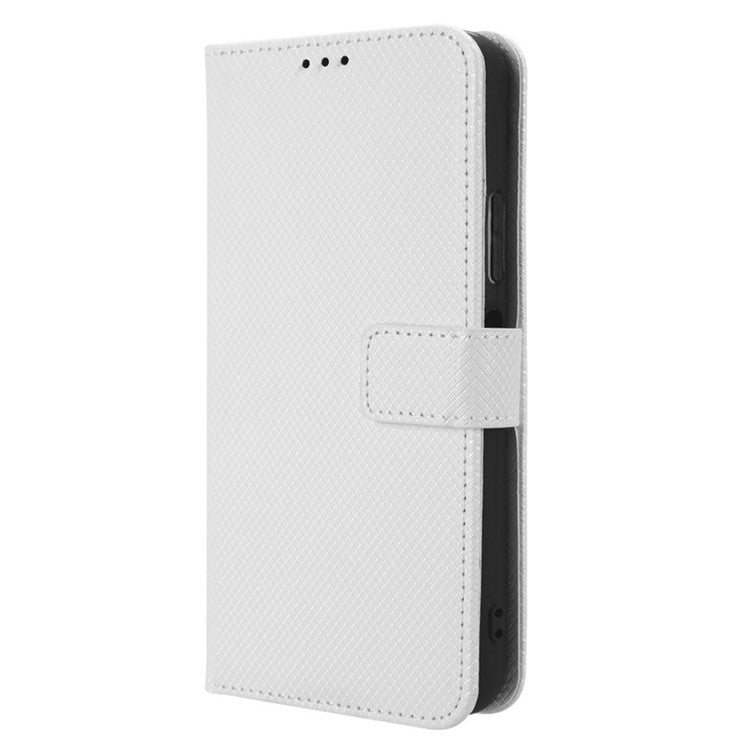 For Infinix Hot 20 5G / X666 / X666BDiamond Texture PU Leather Phone Case with Foldable Stand Wallet - White