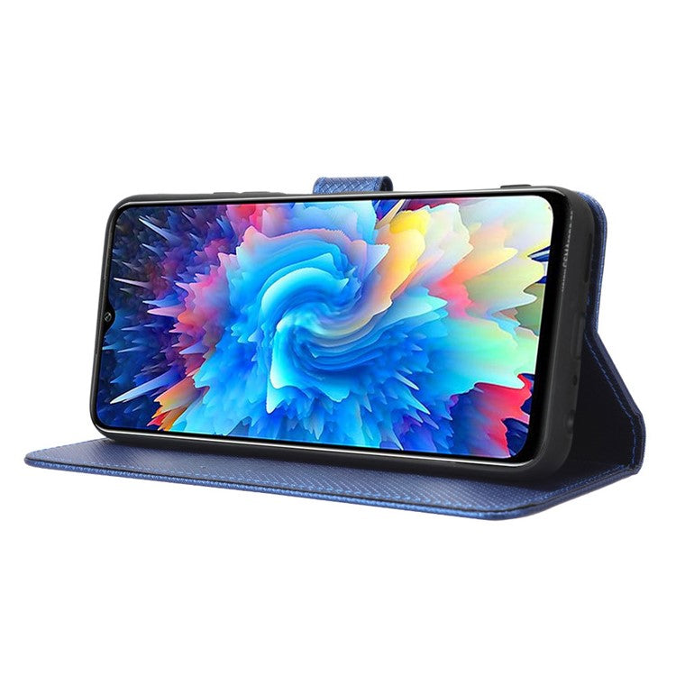 For Infinix Hot 20 5G / X666 / X666B Diamond Texture PU Leather Phone Case with Foldable Stand Wallet - Blue