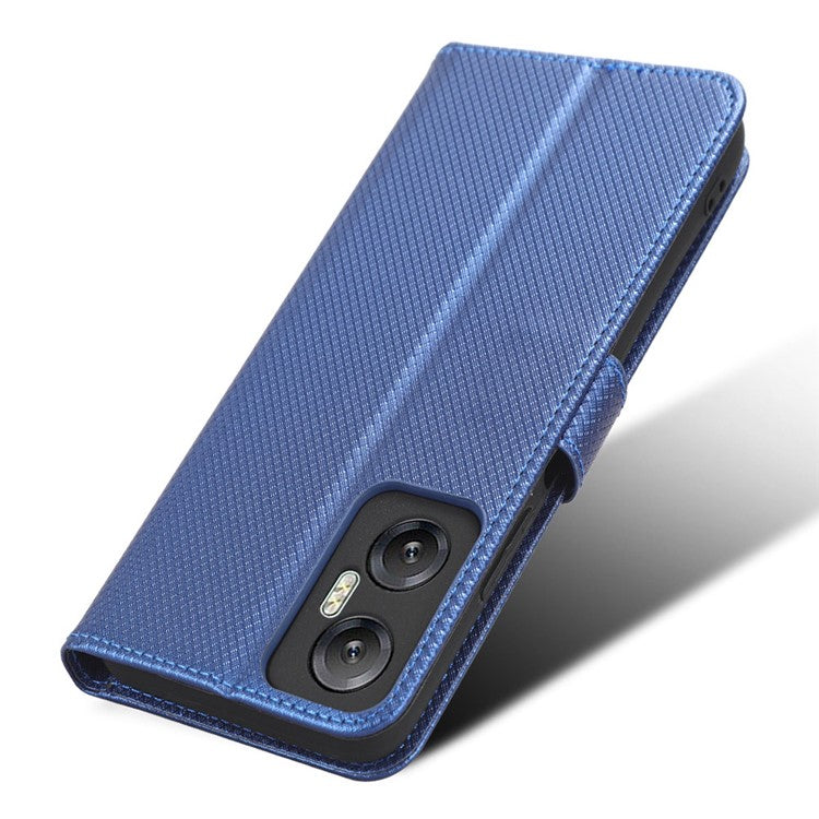 For Infinix Hot 20 5G / X666 / X666B Diamond Texture PU Leather Phone Case with Foldable Stand Wallet - Blue
