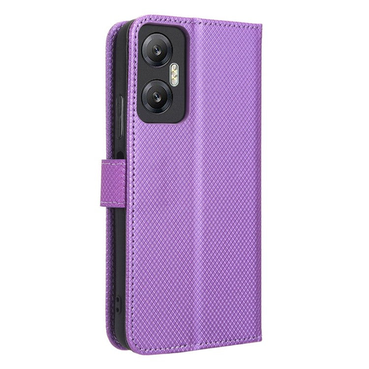 For Infinix Hot 20 5G / X666 / X666B Diamond Texture PU Leather Phone Case with Foldable Stand Wallet - Purple