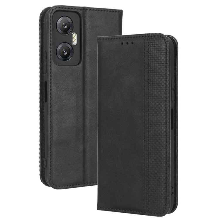 For Infinix Hot 20 5G X666 / X666B Wallet Phone Case Retro Texture Imprinted Pattern PU Leather Magnetic Auto Closing Phone Cover - Black