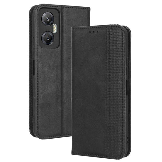 For Infinix Hot 20 5G X666 / X666B Wallet Phone Case Retro Texture Imprinted Pattern PU Leather Magnetic Auto Closing Phone Cover - Black