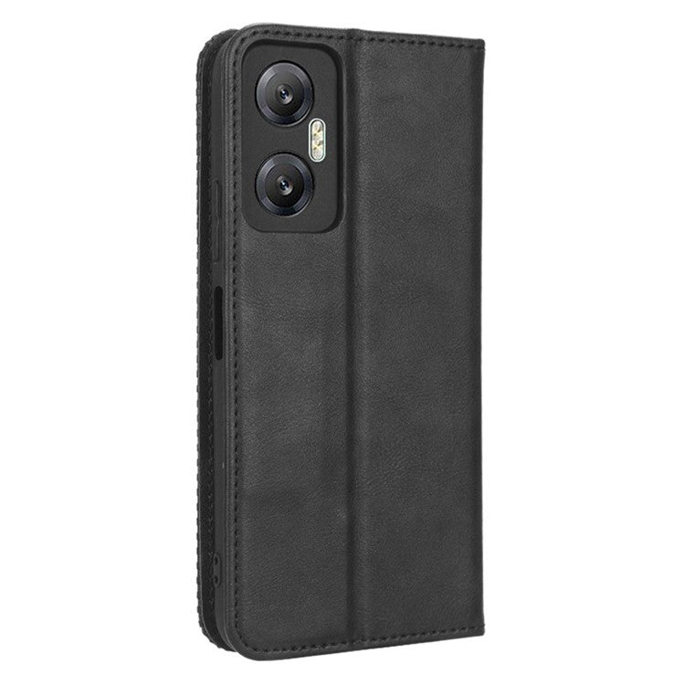 For Infinix Hot 20 5G X666 / X666B Wallet Phone Case Retro Texture Imprinted Pattern PU Leather Magnetic Auto Closing Phone Cover - Black