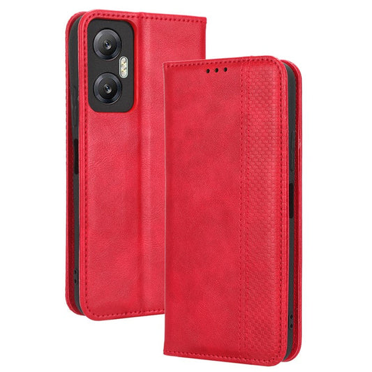 For Infinix Hot 20 5G X666 / X666B Wallet Phone Case Retro Texture Imprinted Pattern PU Leather Magnetic Auto Closing Phone Cover - Red
