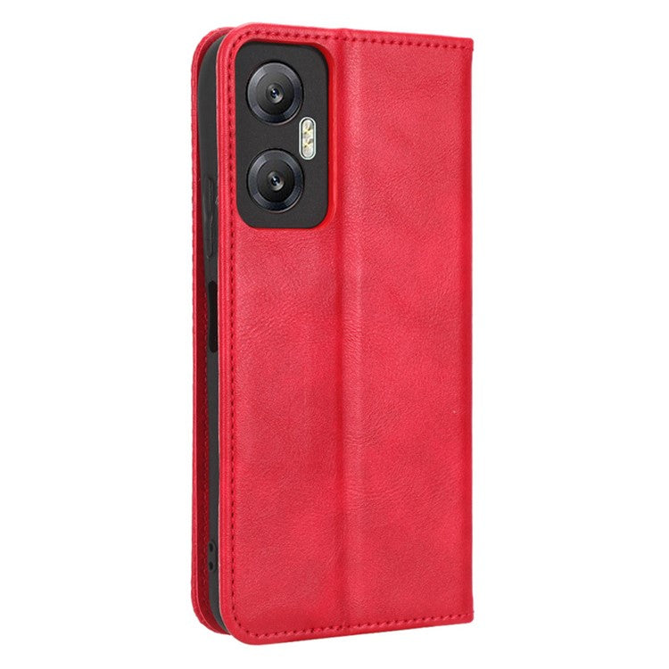 For Infinix Hot 20 5G X666 / X666B Wallet Phone Case Retro Texture Imprinted Pattern PU Leather Magnetic Auto Closing Phone Cover - Red