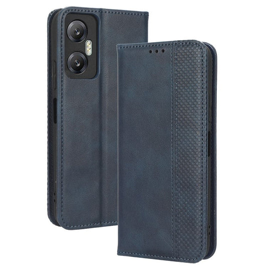 For Infinix Hot 20 5G X666 / X666B Wallet Phone Case Retro Texture Imprinted Pattern PU Leather Magnetic Auto Closing Phone Cover - Blue