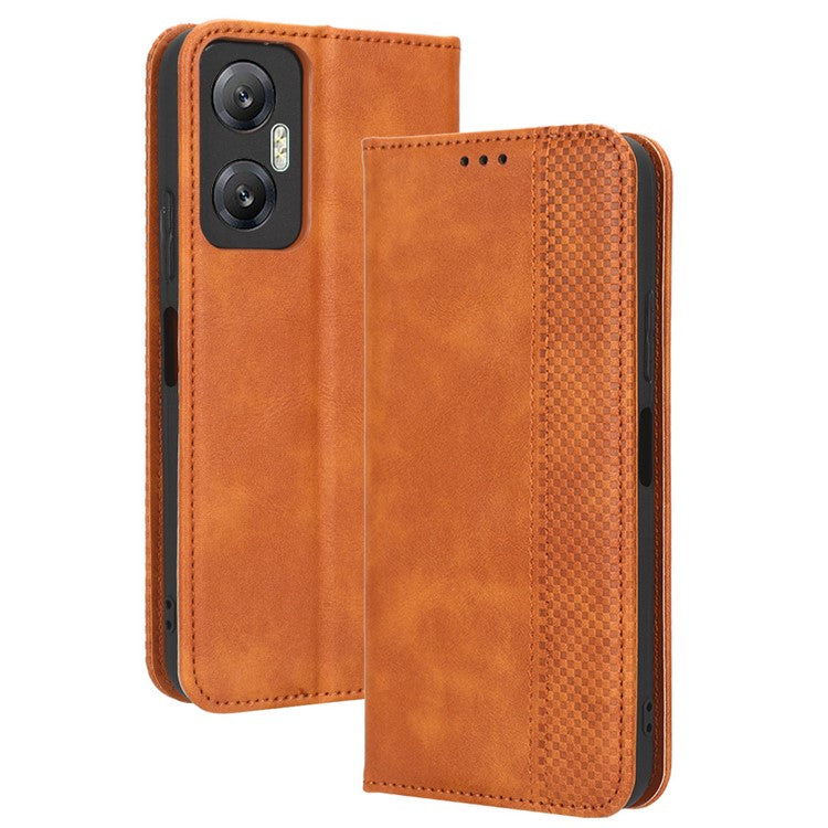 For Infinix Hot 20 5G X666 / X666B Wallet Phone Case Retro Texture Imprinted Pattern PU Leather Magnetic Auto Closing Phone Cover - Brown