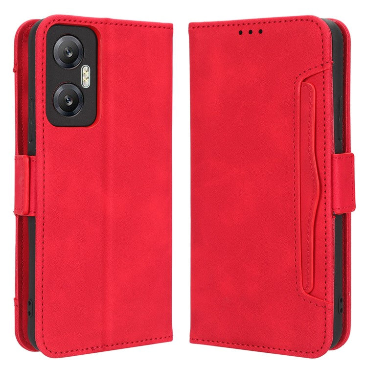 For Infinix Hot 20 5G / X666 / X666B PU Leather Wallet Phone Case Stand Magnetic Closure Flip Phone Cover with Multiple Card Slots - Red