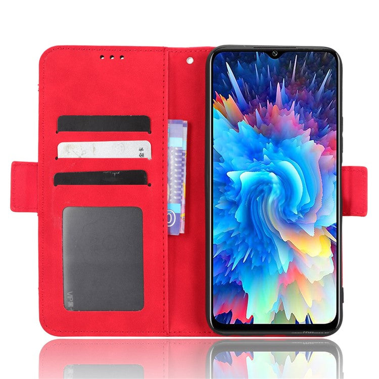 For Infinix Hot 20 5G / X666 / X666B PU Leather Wallet Phone Case Stand Magnetic Closure Flip Phone Cover with Multiple Card Slots - Red