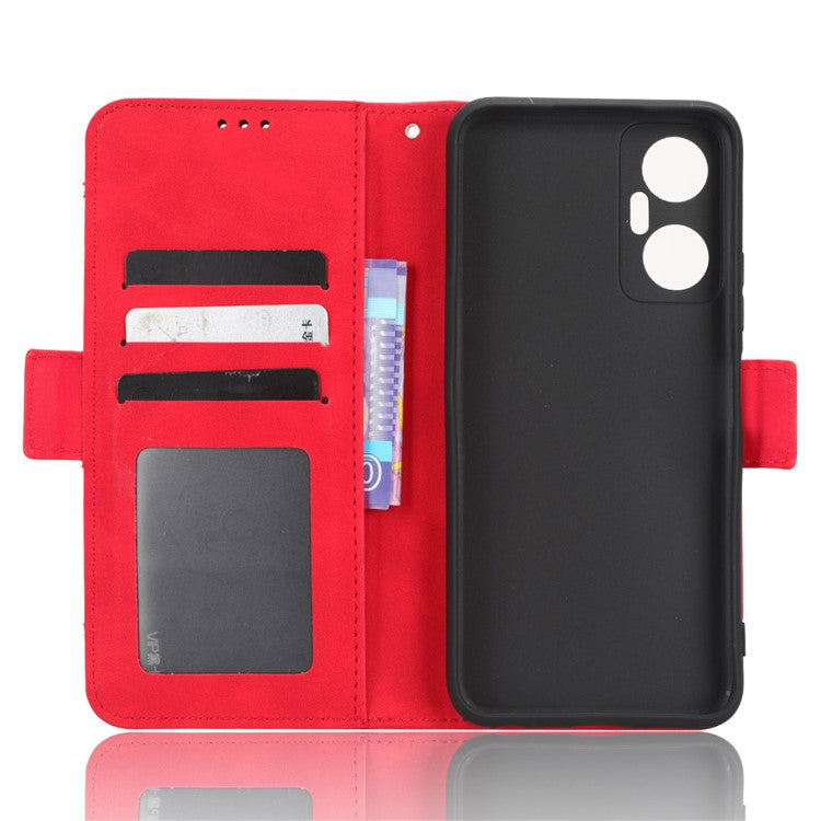 For Infinix Hot 20 5G / X666 / X666B PU Leather Wallet Phone Case Stand Magnetic Closure Flip Phone Cover with Multiple Card Slots - Red