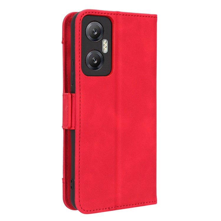 For Infinix Hot 20 5G / X666 / X666B PU Leather Wallet Phone Case Stand Magnetic Closure Flip Phone Cover with Multiple Card Slots - Red