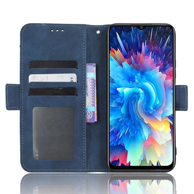 For Infinix Hot 20 5G / X666 / X666B PU Leather Wallet Phone Case Stand Magnetic Closure Flip Phone Cover with Multiple Card Slots - Blue