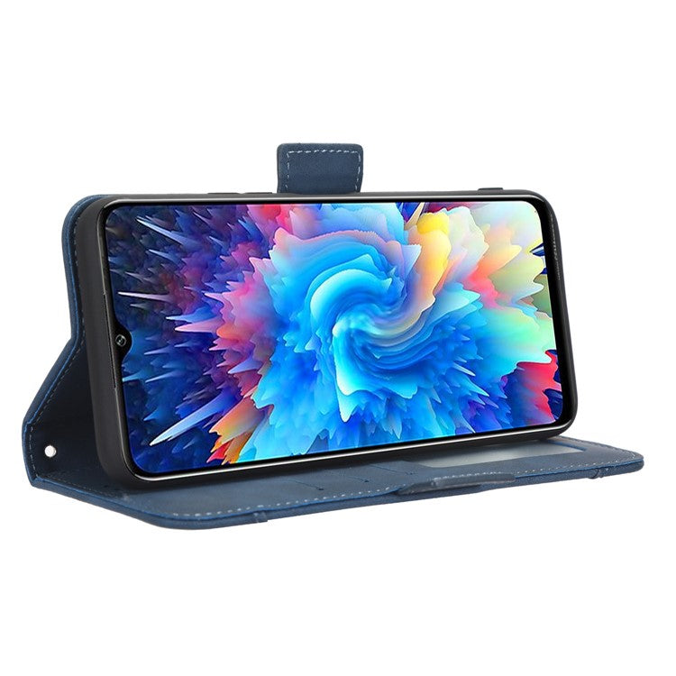 For Infinix Hot 20 5G / X666 / X666B PU Leather Wallet Phone Case Stand Magnetic Closure Flip Phone Cover with Multiple Card Slots - Blue