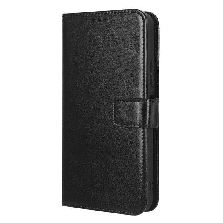 For Infinix Hot 20 5G / X666 / X666B Crazy Horse Texture PU Leather Flip Wallet Stand Phone Case with Strap - Black