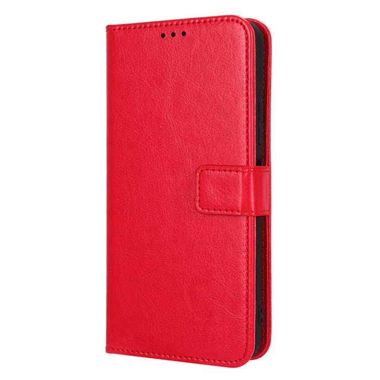 For Infinix Hot 20 5G / X666 / X666B Crazy Horse Texture PU Leather Flip Wallet Stand Phone Case with Strap - Red