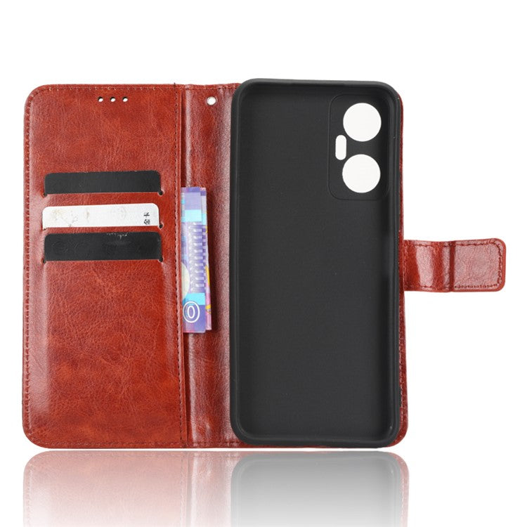 For Infinix Hot 20 5G / X666 / X666B Crazy Horse Texture PU Leather Flip Wallet Stand Phone Case with Strap - Brown