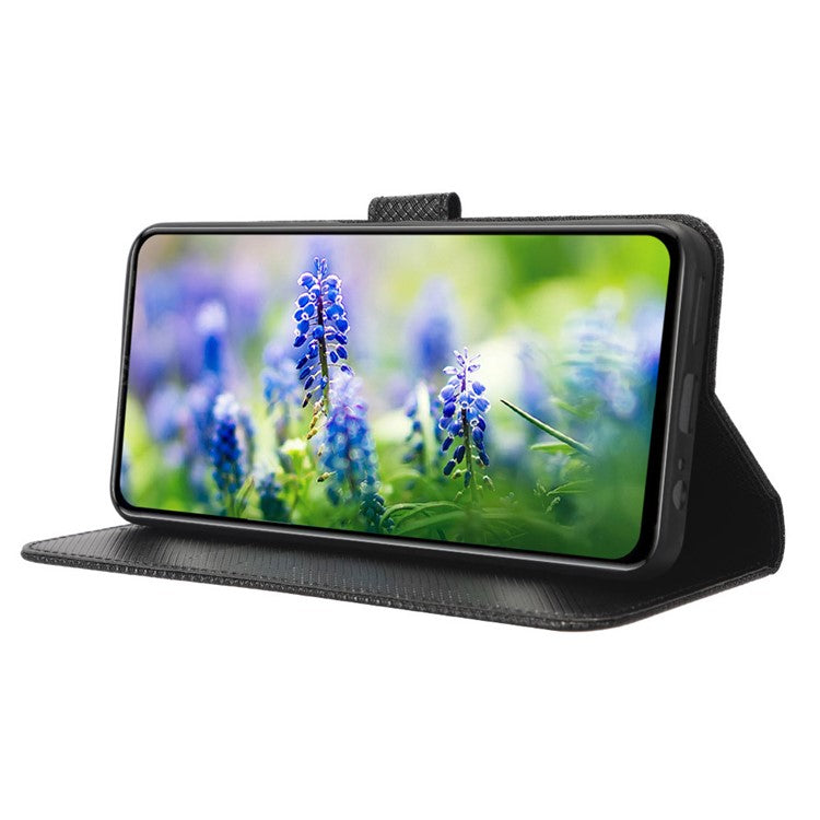 For Infinix Hot 20S 4G / X6827 PU Leather Case Foldable Stand Wallet Diamond Texture Phone Cover - Black