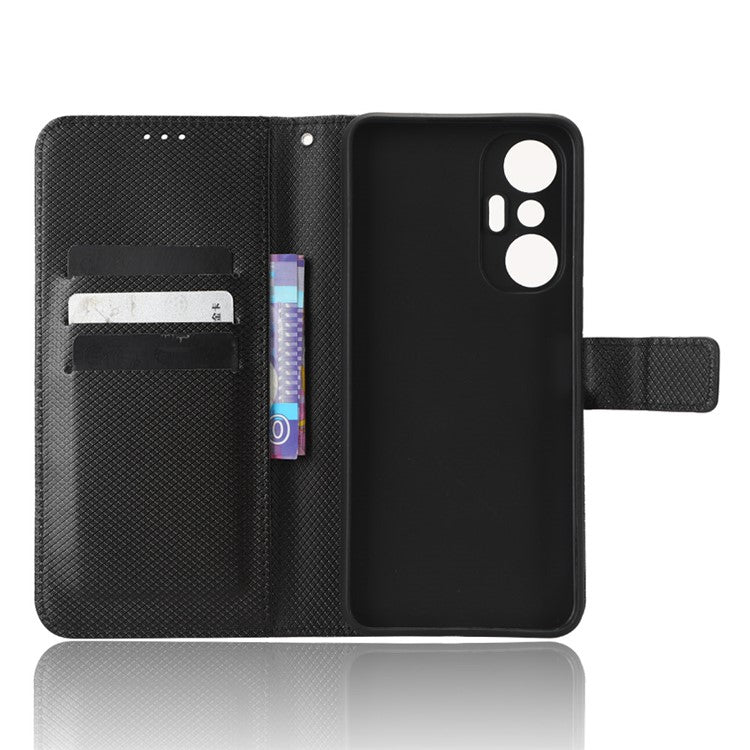 For Infinix Hot 20S 4G / X6827 PU Leather Case Foldable Stand Wallet Diamond Texture Phone Cover - Black