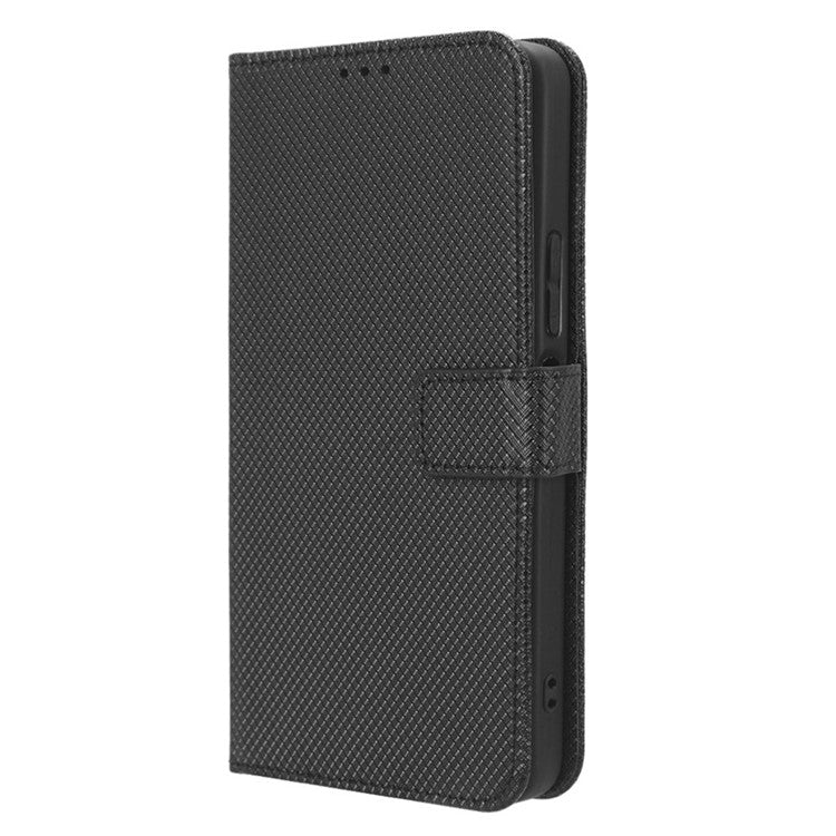 For Infinix Hot 20S 4G / X6827 PU Leather Case Foldable Stand Wallet Diamond Texture Phone Cover - Black