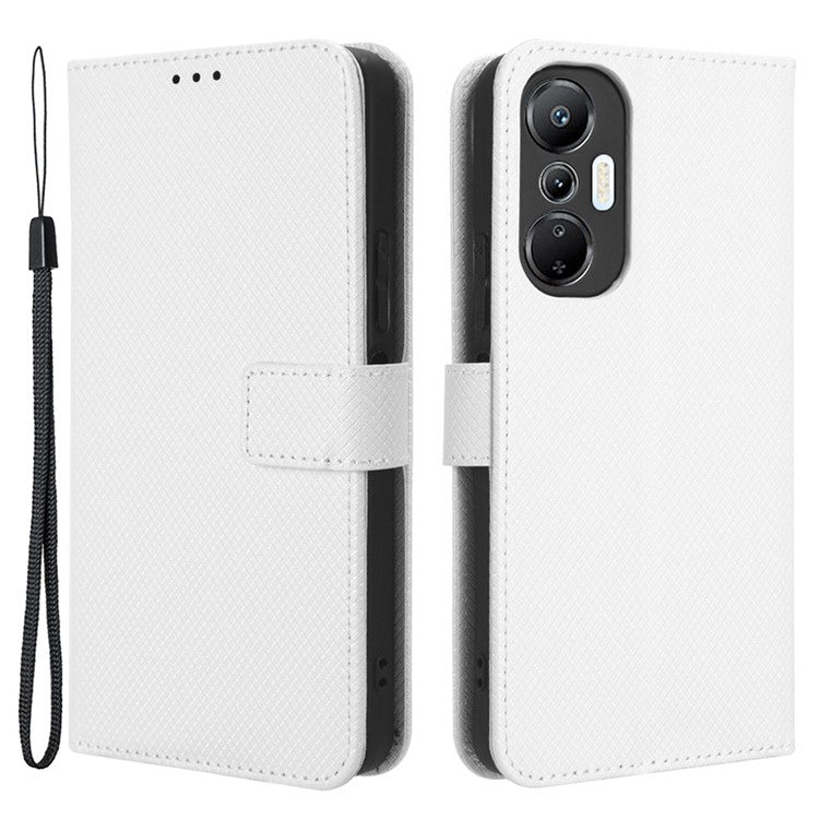 For Infinix Hot 20S 4G / X6827 PU Leather Case Foldable Stand Wallet Diamond Texture Phone Cover - White