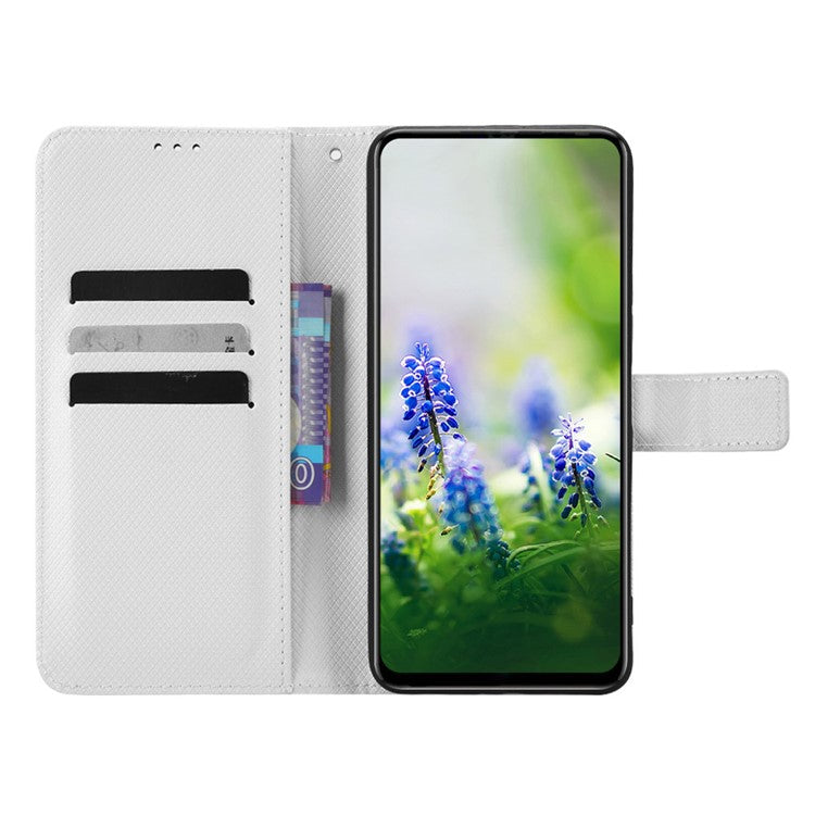 For Infinix Hot 20S 4G / X6827 PU Leather Case Foldable Stand Wallet Diamond Texture Phone Cover - White