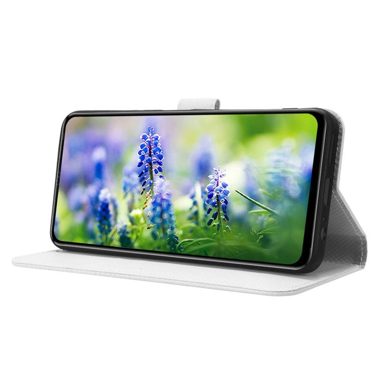 For Infinix Hot 20S 4G / X6827 PU Leather Case Foldable Stand Wallet Diamond Texture Phone Cover - White