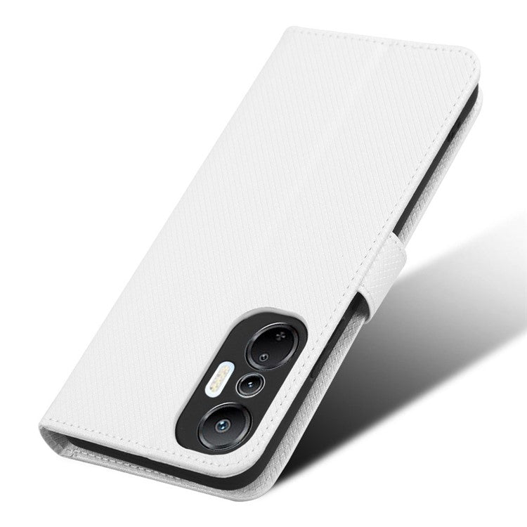 For Infinix Hot 20S 4G / X6827 PU Leather Case Foldable Stand Wallet Diamond Texture Phone Cover - White