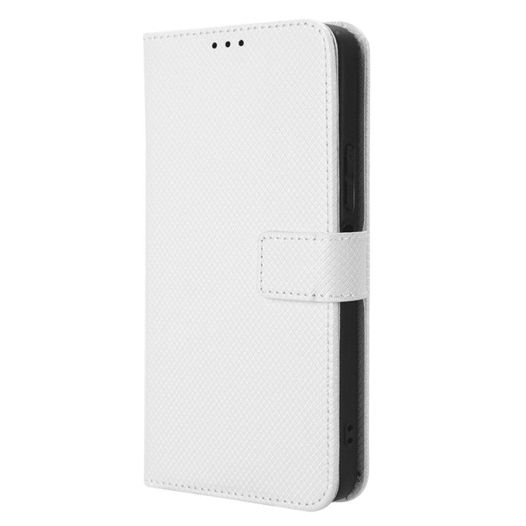For Infinix Hot 20S 4G / X6827 PU Leather Case Foldable Stand Wallet Diamond Texture Phone Cover - White