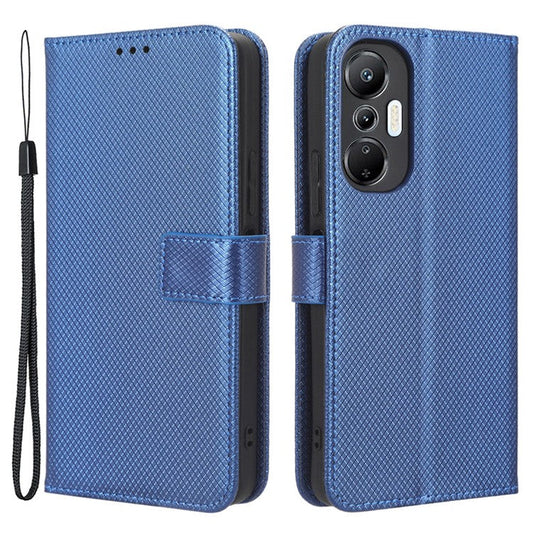 For Infinix Hot 20S 4G / X6827 PU Leather Case Foldable Stand Wallet Diamond Texture Phone Cover - Blue