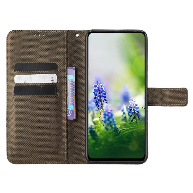 For Infinix Hot 20S 4G / X6827 PU Leather Case Foldable Stand Wallet Diamond Texture Phone Cover - Brown
