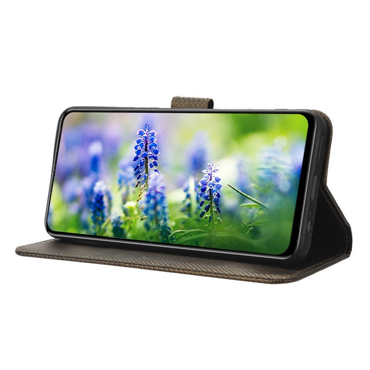 For Infinix Hot 20S 4G / X6827 PU Leather Case Foldable Stand Wallet Diamond Texture Phone Cover - Brown