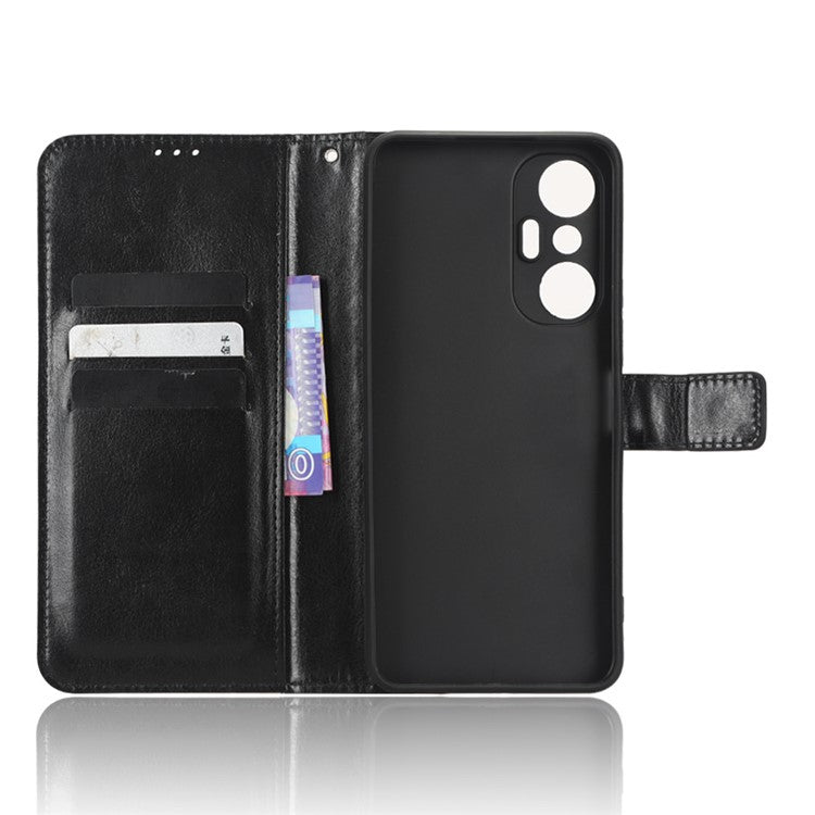 For Infinix Hot 20S 4G / X6827 Case Crazy Horse Texture PU Leather Wallet Stand Full Protection Cell Phone Cover with Strap - Black