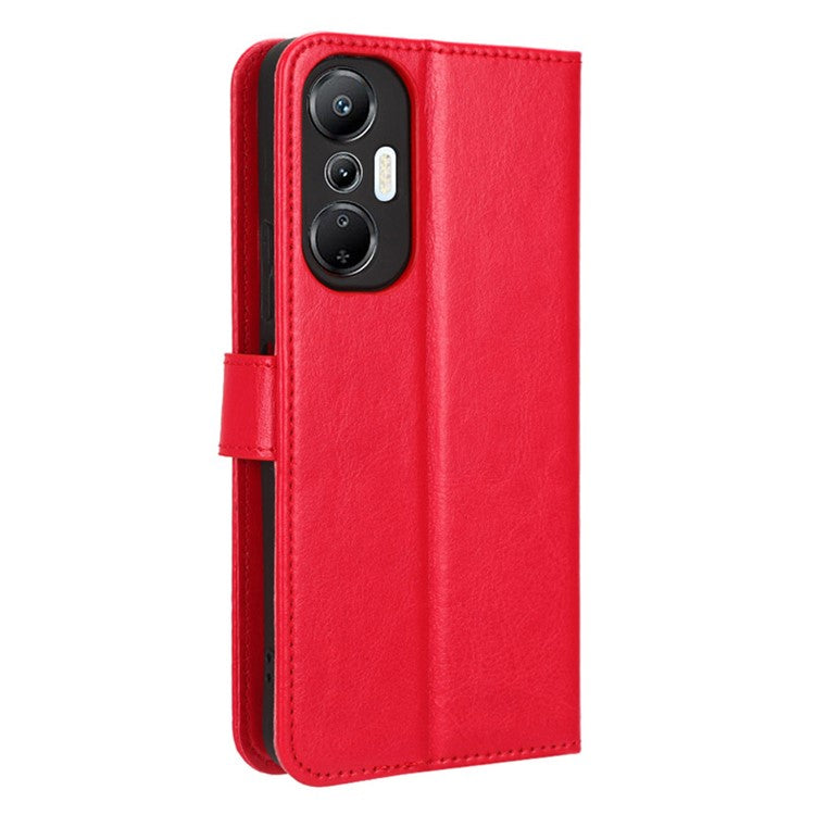 For Infinix Hot 20S 4G / X6827 Case Crazy Horse Texture PU Leather Wallet Stand Cell Phone Cover with Strap - Red
