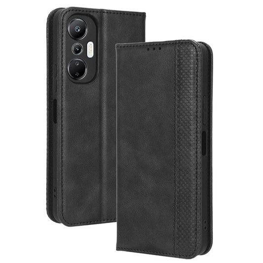 For Infinix Hot 20S 4G / X6827 Case Stand Retro Texture Imprinted Pattern PU Leather Anti-Shock Flip Wallet Phone Cover - Black