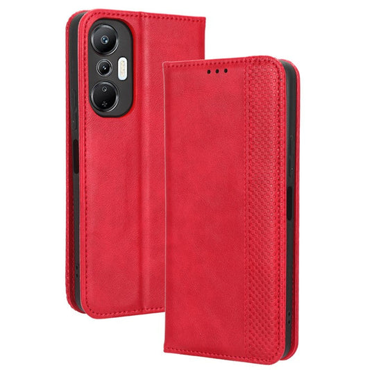 For Infinix Hot 20S 4G / X6827 Case Stand Retro Texture Imprinted Pattern PU Leather Anti-Shock Flip Wallet Phone Cover - Red