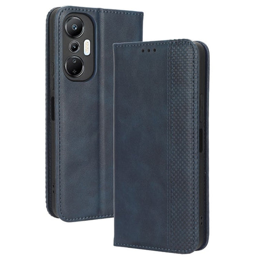 For Infinix Hot 20S 4G / X6827 Case Stand Retro Texture Imprinted Pattern PU Leather Anti-Shock Flip Wallet Phone Cover - Blue