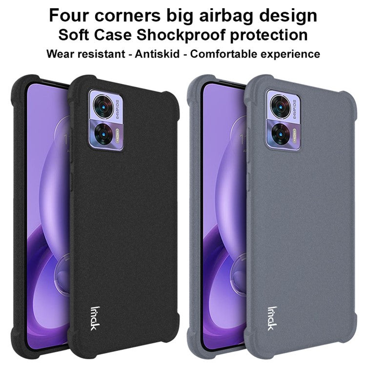IMAK Matte Phone Cover For Motorola Edge 30 Neo 5G / Edge 30 Lite Drop-proof Soft TPU Four Corners Airbag Anti-scratch Phone Case - Black