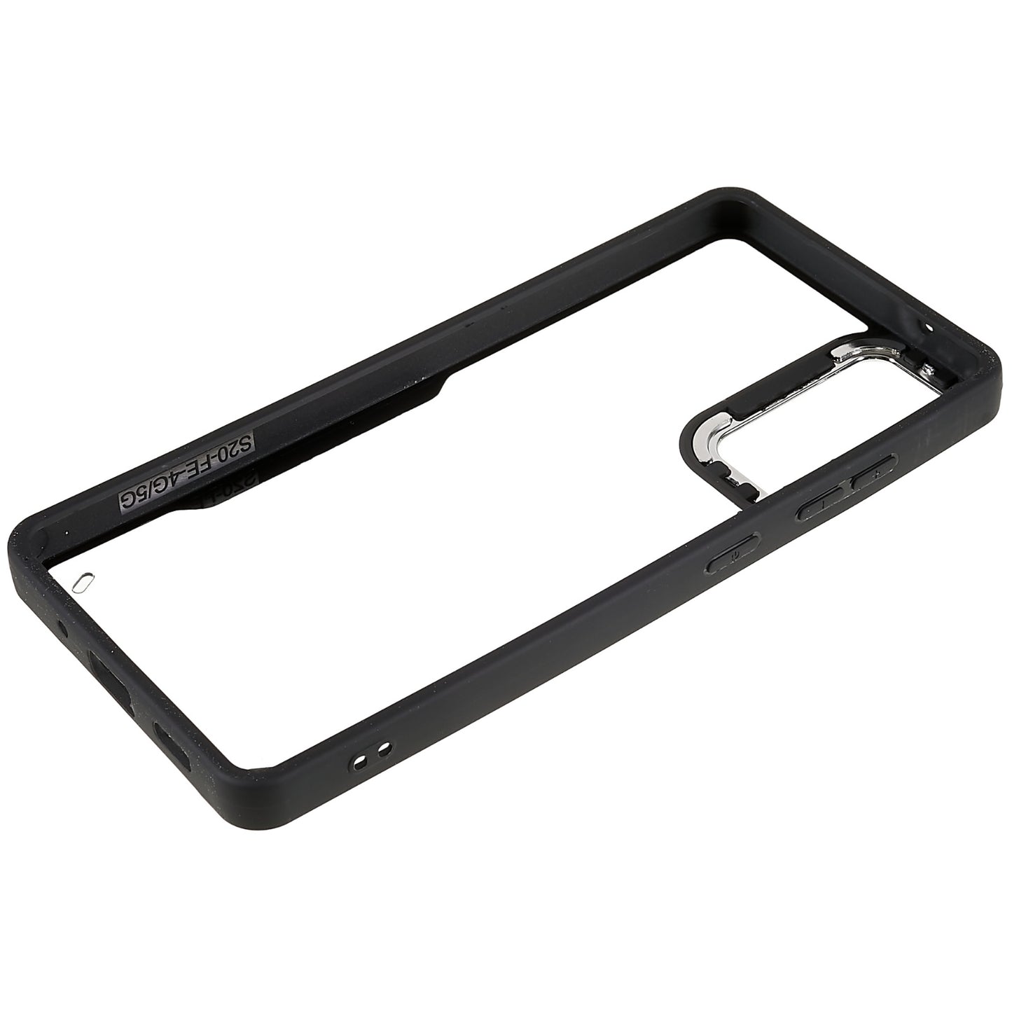 For Samsung Galaxy S20 FE 4G / FE 5G / S20 Lite / S20 FE 2022 Clear Case Soft TPU Hard Acrylic Drop Protective Phone Cover with Electroplating Lens Frame - Black