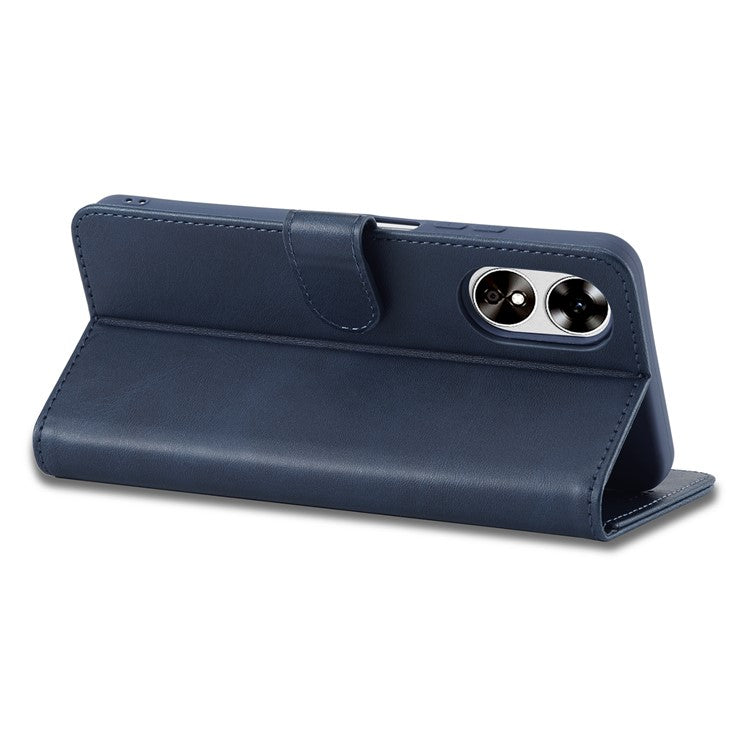 LC.IMEEKE For Oppo A17 4G / A17k 4G Calf Texture Case Wallet Stand Design Magnetic Clasp Leather Phone Cover - Blue