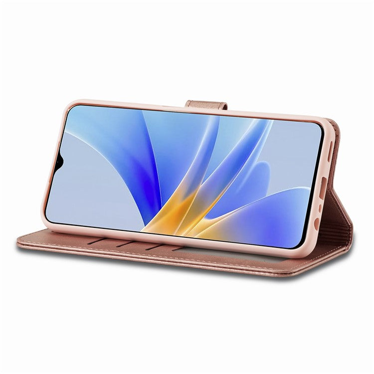 LC.IMEEKE For Oppo A17 4G / A17k 4G Calf Texture Case Wallet Stand Design Magnetic Clasp Leather Phone Cover - Pink