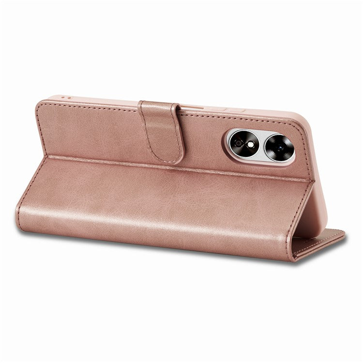 LC.IMEEKE For Oppo A17 4G / A17k 4G Calf Texture Case Wallet Stand Design Magnetic Clasp Leather Phone Cover - Pink