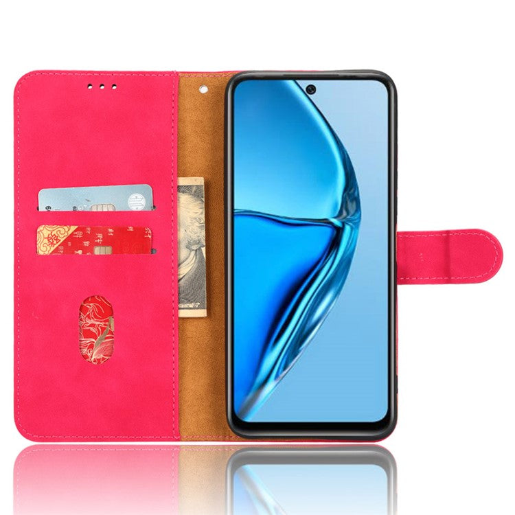 For Infinix Hot 20 4G Skin-Touch Feeling PU Leather Flip Wallet Case Scratch-Resistant Cell Phone Cover Stand - Rose