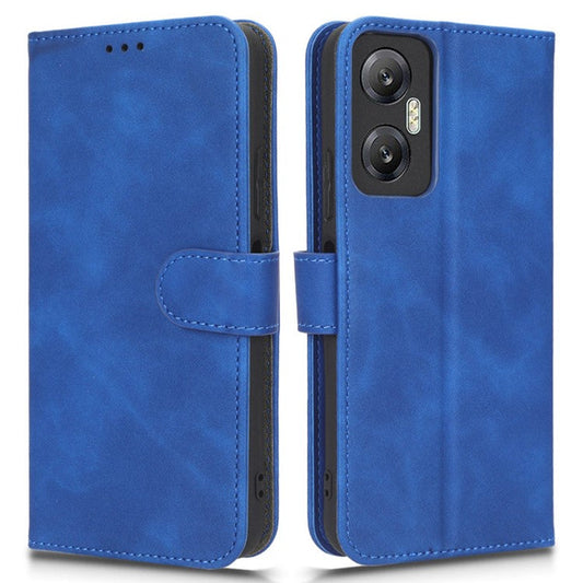 Phone Flip Leather Wallet Case For Infinix Hot 20 5G Skin-Touch Feeling Anti-Drop Cell Phone Cover Stand - Blue