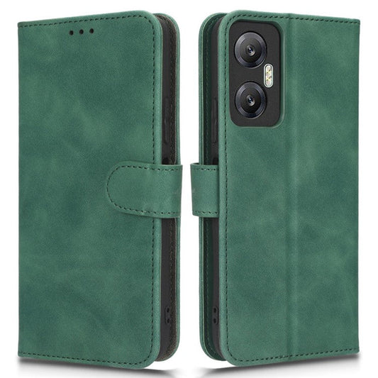 Phone Flip Leather Wallet Case For Infinix Hot 20 5G Skin-Touch Feeling Anti-Drop Cell Phone Cover Stand - Green