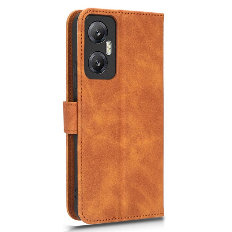 Phone Flip Leather Wallet Case For Infinix Hot 20 5G Skin-Touch Feeling Anti-Drop Cell Phone Cover Stand - Brown