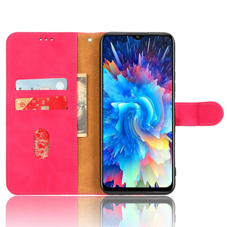 Phone Flip Leather Wallet Case For Infinix Hot 20 5G Skin-Touch Feeling Anti-Drop Cell Phone Cover Stand - Rose