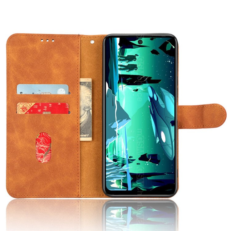 Phone Flip Wallet Case For Infinix Hot 20 4G PU Leather Cell Phone Cover Stand - Brown