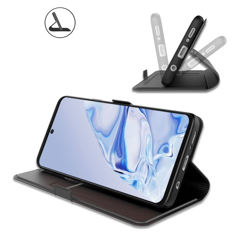 Flip Folio Phone Cover For Google Pixel 7 5G PU Leather Stand Card Holder Inner TPU Magnetic Anti-drop Phone Case - Black