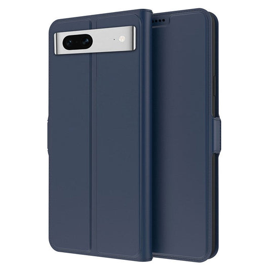 Flip Folio Phone Cover For Google Pixel 7 5G PU Leather Stand Card Holder Inner TPU Magnetic Anti-drop Phone Case - Blue
